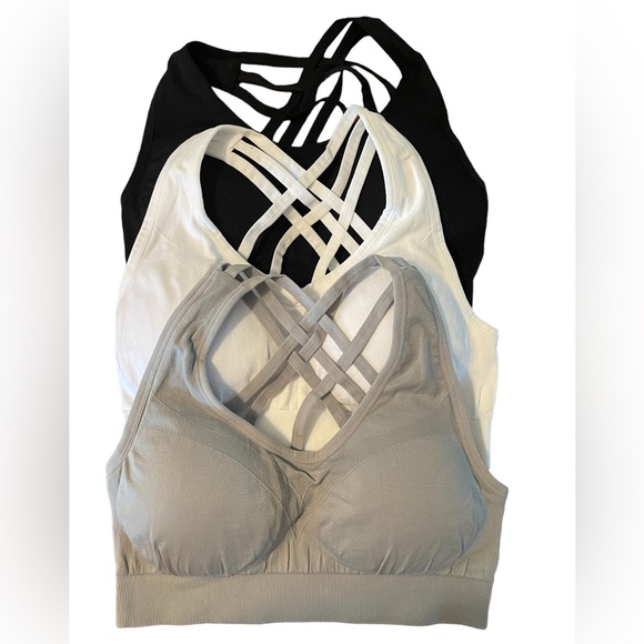 AKAMC 3 Pack Med Support Cross Back Wire Fee Removable Cups Sport Bras A193-72 - Picture 7 of 14